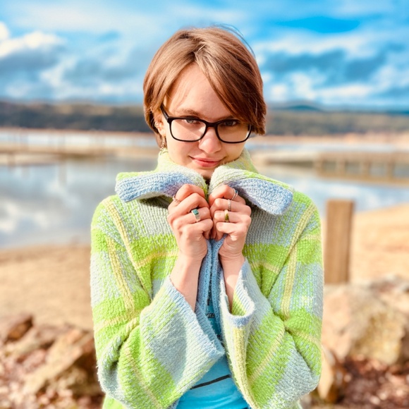 Vintage 1960s Joan Marie Long Plaid Sweater - Picture 3 of 6